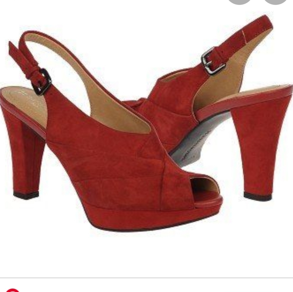 CHUNKY PEEP TOE PLATFORM HEEL Nubuck Suede red